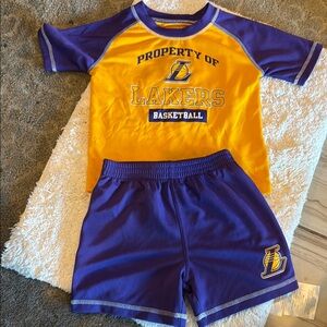 Kids Basketball Shirt and Shorts Set - Yellow and Purple
